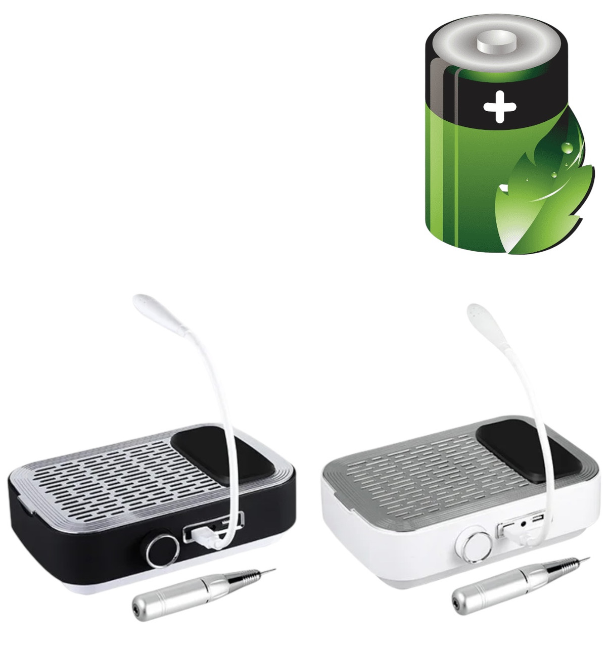 4в1 аккумуляторна витяжка BQ-858-3 Pro + ручка фрезер на USB для манікюру + LED лампа, 45000 об/хв., 80 Вт. №2