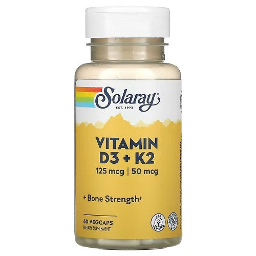 Вітаміни Solaray Vitamin D3 + K2 125 mcg/50 mcg (60 капсул.)