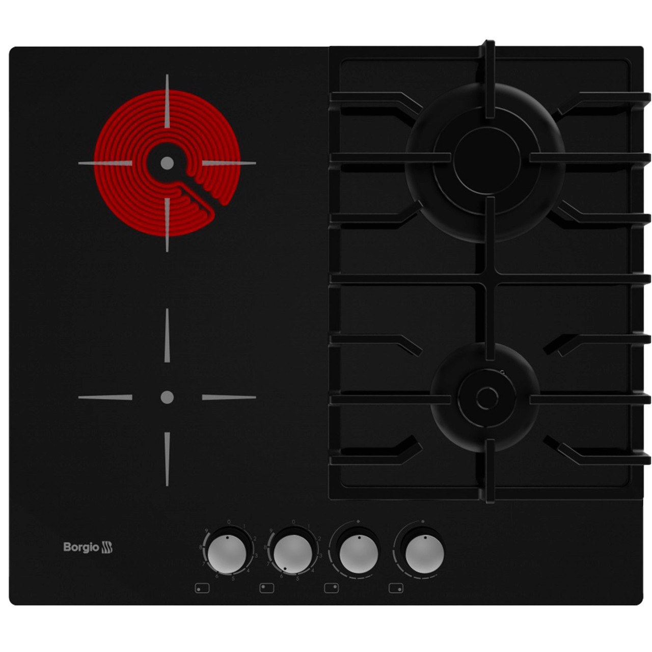 Варильна поверхня комбінована BORGIO VCG 622 Black Glass FFD