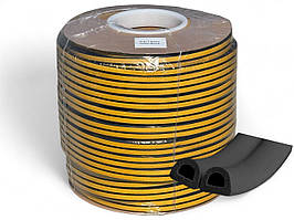 Ущільнювач дверний D профіль 9*7.5 мм чорний 100 м