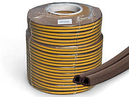 Ущільнювач дверний D профіль 9*7.5 мм коричневий 100 м