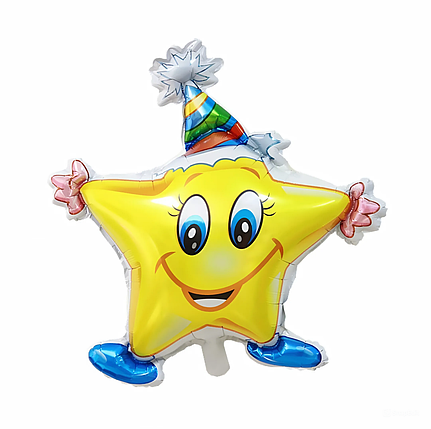 Фольгована кулька Весела зірочка смайл 65x65см( 25") | Жовтий, фото 1