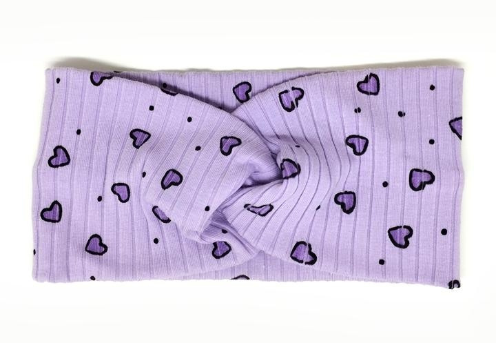 Пов'язка на голову для підлітка бузкова Сердечка, фото 1