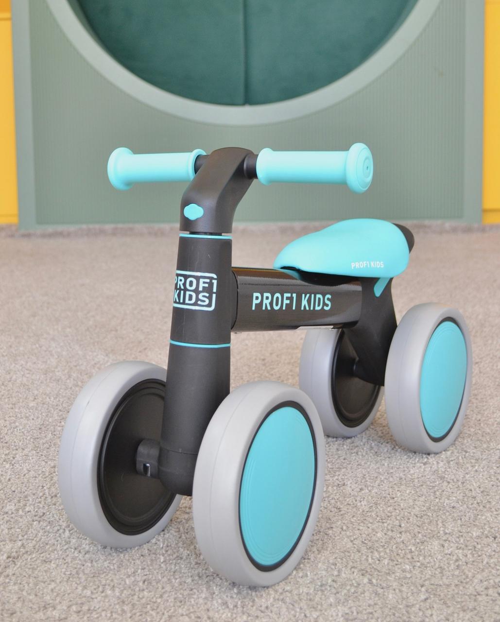 Дитячий біговел велобіг 1,5-3 роки на алюмінієвій рамі PROFI KIDS MBB 1014-4 Чорно-бірюзовий, фото 1