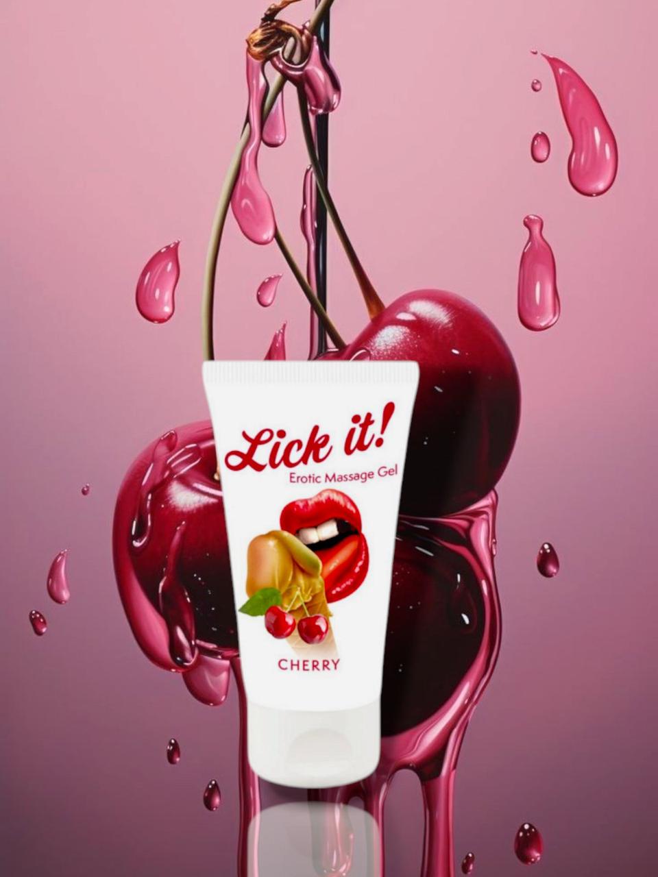 Оральна змазка для сексу Lick It! Cherry 50 мл. Гель для еротичного масажу зі смаком вишні