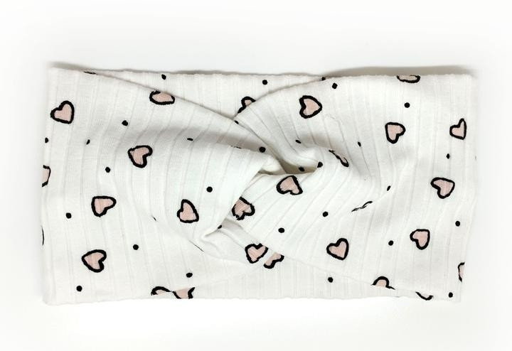 Пов'язка на голову для дівчинки біла Сердечка, фото 1