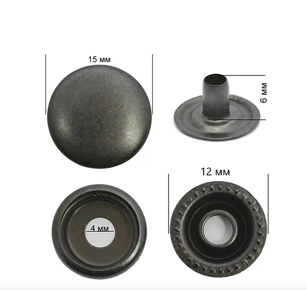 Кнопка ALFA 15 мм Темний нікель / Каппа15 мм \ Доджи \ 1625