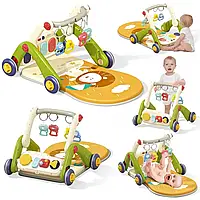 Мультифункціональні ходунки 3в1 дитячі ходулі 6666 килимок бізіборд 4 брязкальця-підвіски піаніно