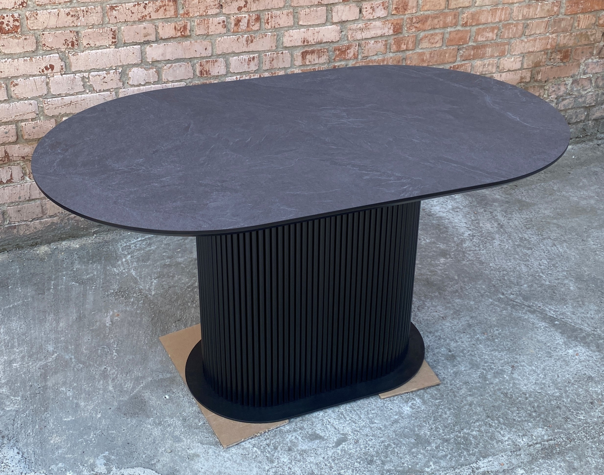 Стіл обідній B-Wood овальний стільниця HPL сланець Юрський антрацит