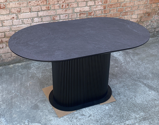 Стіл обідній B-Wood овальний стільниця HPL сланець Юрський антрацит, фото 1