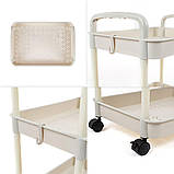 Етажерка мобільна триярусна універсальна пластикова слонова кістка 41*25*72см SW-00002435, фото 5