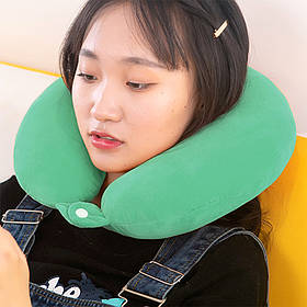 Ортопедична подушка для подорожей Monochrome 30x25см (Дорожня подушка для шиї) Зелений