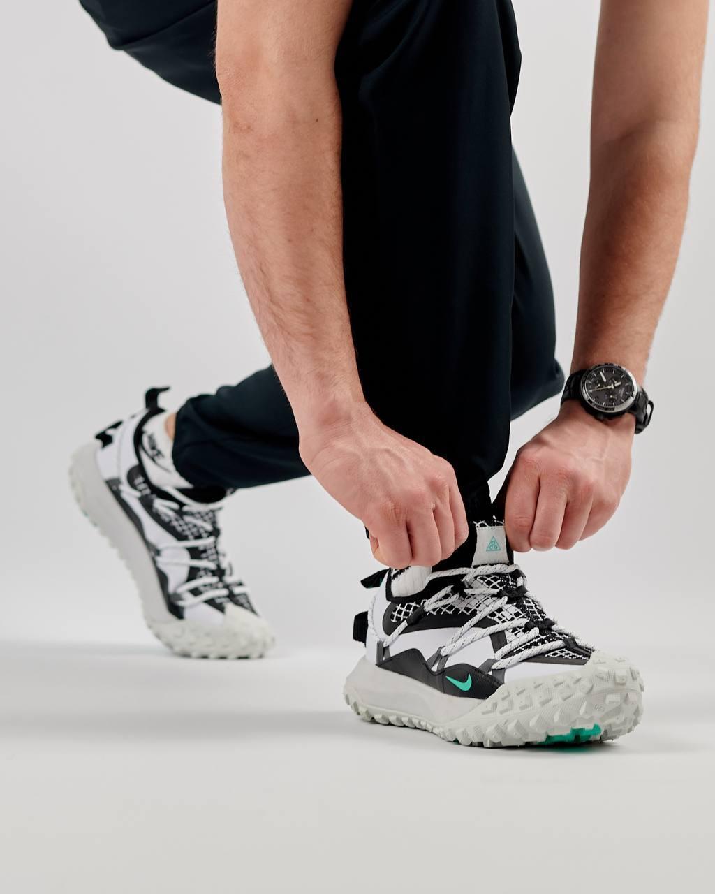 Чоловічі кросівки Nike Acg Mountain Fly Low White Black Mint, кеди Найк білі нейлон текстиль. Чоловіче взуття