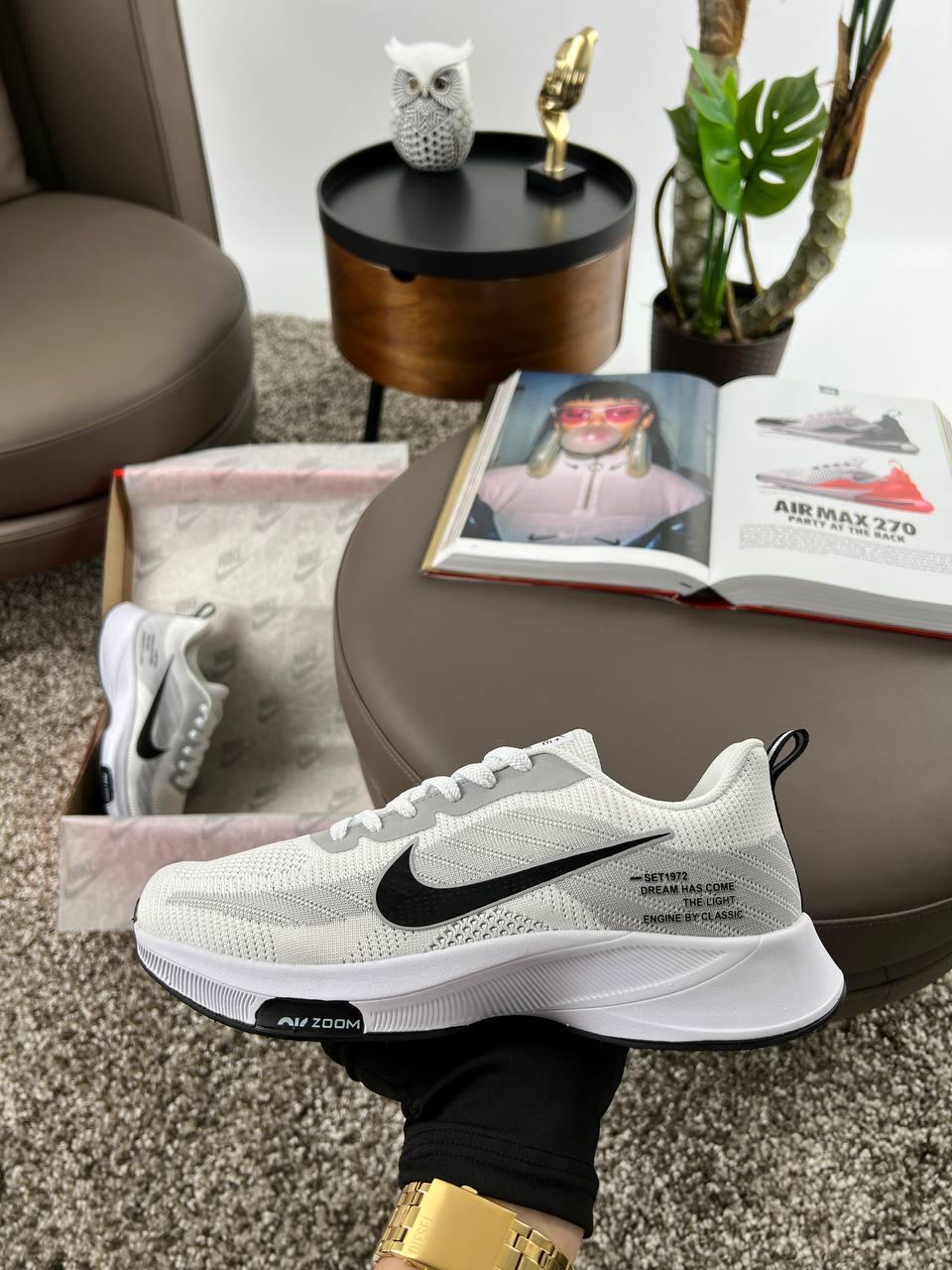 Чоловічі текстильні кросівки Nike Zoom Running White, кеди чоловічі Найк білі текстиль, Чоловіче взуття