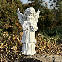 Садова фігура Янгол стоїть молиться, білий, скульптура ангела на могилу, фігура янгола, скульптура ангел