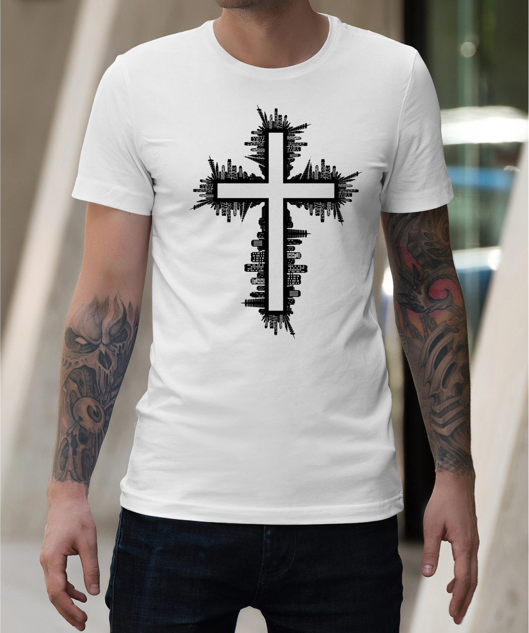 Православні чоловічі футболки з релігійною символікою Хрест, бавовняні розмір S, фото 1