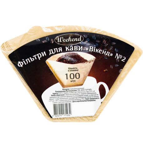 Паперові фільтри Weekend 100 шт. 1x2 Натуральні
