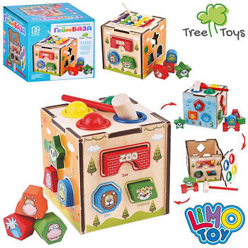 Дерев'яний розвиваючий центр TREE TOYS, ксилофон, стукатка, сортер, фігурки MD0840