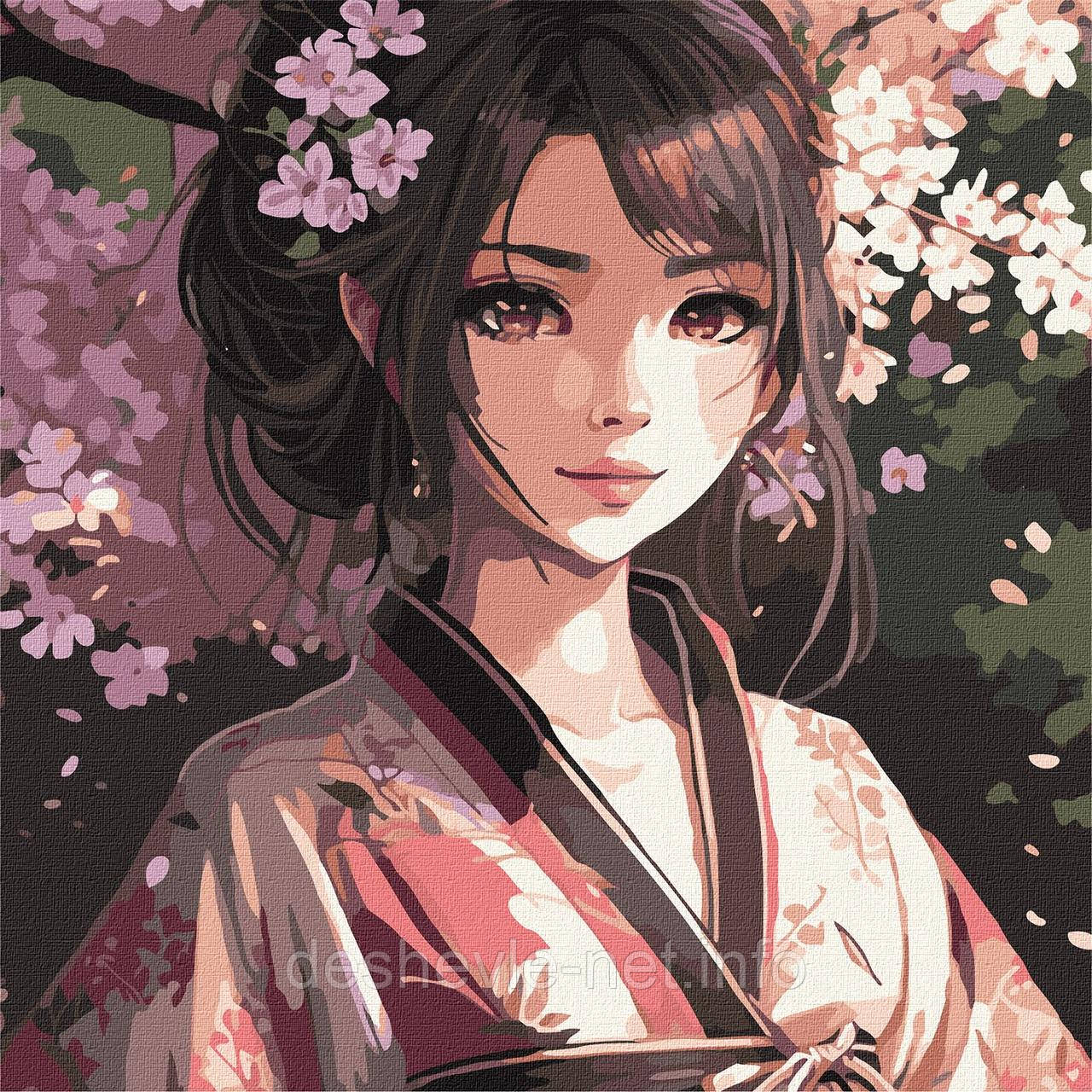 Картина за номерами "Цвітіння сакури" 40х40см KHO8343