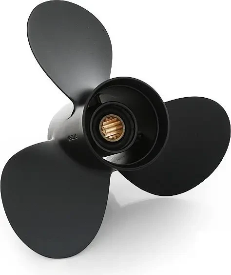 Гвинт гребний для човнового мотора Yamaha/Honda/Parsun 11.4×12 алюмінієвий AMITA SOLAS 3 лопаті 13 шліців, фото 1