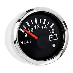 Вольтметр судновий для човна і катера I GAUGE 52MM з функцією попередження чорний LED дисплей 8-16В