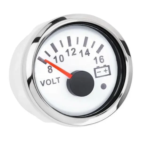 Вольтметр судновий для човна і катера I GAUGE 52MM з функцією попередження білий LED дисплей 8-16В