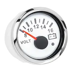 Вольтметр судновий для човна і катера I GAUGE 52MM з функцією попередження білий LED дисплей 8-16В