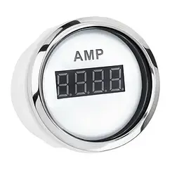 Цифровий амперметр судновий для човна і катера З ВИМІРНИКОМ I GAUGE 52MM з функцією попередження білий LED дисплей