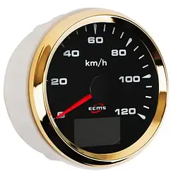 GPS спідометр судновий для човна і катера ECMS HMG3-BG-120KL діаметр 85мм рамка - золото дисплей - чорний