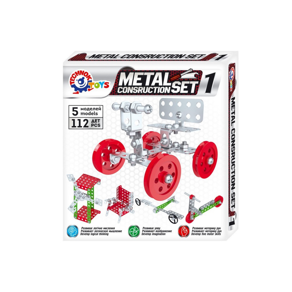 Дитячий "Конструктор металевий" ТехноК 6399TXK, 112 деталей, фото 1