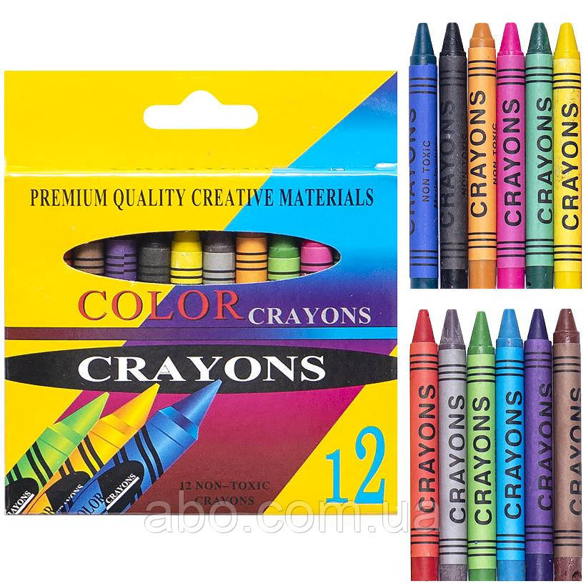 Воскові олівці 12 кольорів CRAYONS 2688A, фото 1