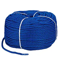 Мотузка Polyester 3 strand rope 12mm*200m blue для швартування човна і катера