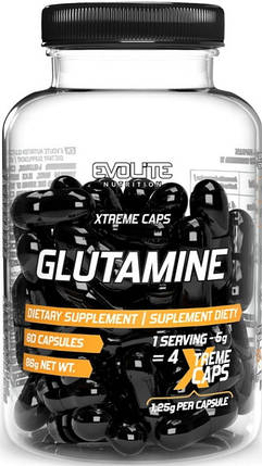 Амінокислота Глютамін Evolite Nutrition Glutamine 1250 mg Extreme 60 капс, фото 1