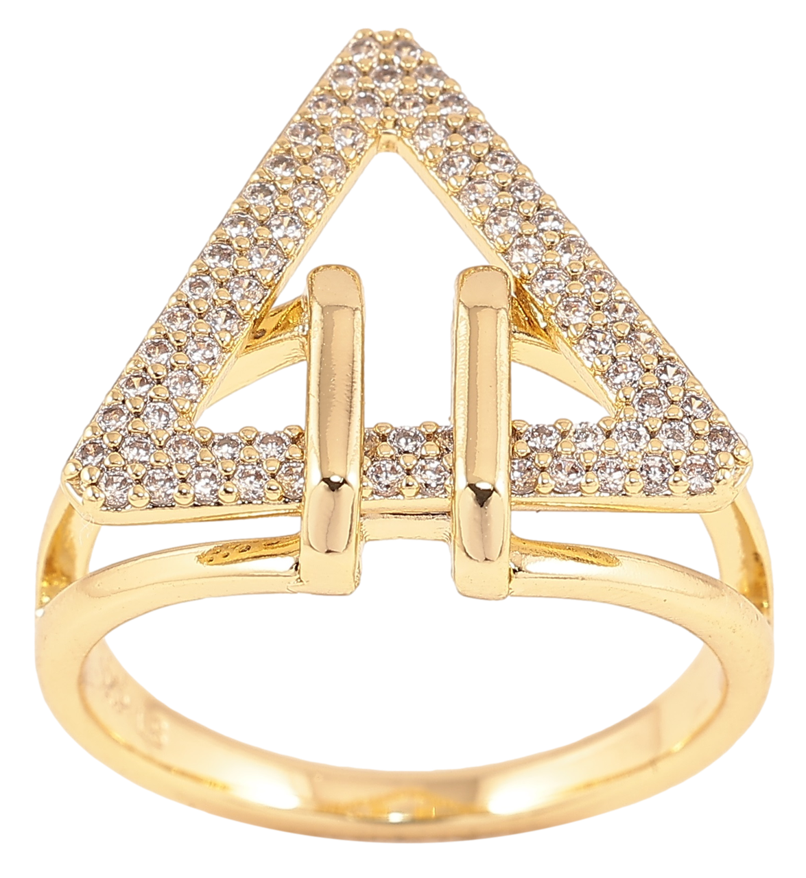 Каблучка Xuping Позолота 14K "Трикутник з інкрустацією цирконієм» р. 16.5,18,19