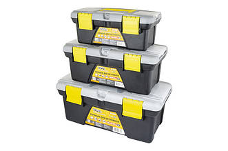 Скрині для інструментів  комплект 3 шт з пластиковими замками знімні органайзери 10"/12"/14" (79-2810/2812/2814)