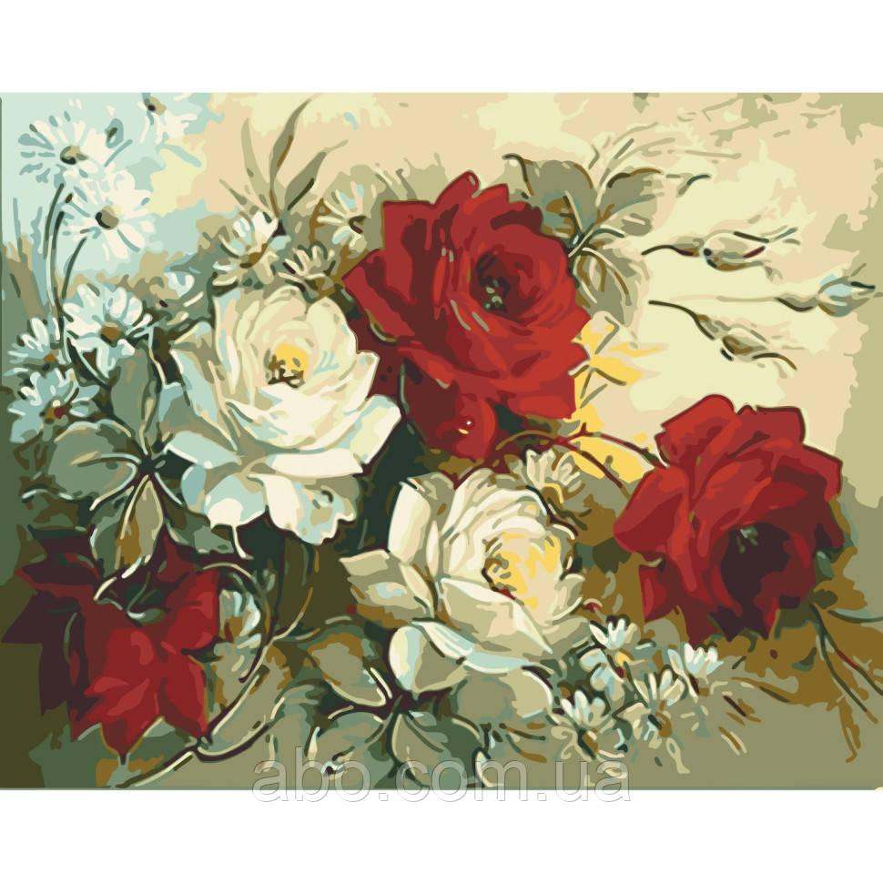 Картина за номерами без підрамника "Помпезні троянди" Art Craft 13031-ACNF 40х50 см