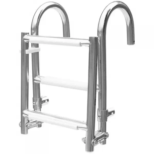 Сходи складані з поручнями суднові для човна і катера 1101050 3 ступені нержавіюча сталь довжина 670 мм ширина 230 мм, фото 1