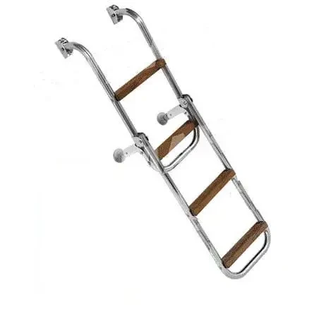 Сходи з дерев'яними сходинками суднові для човна і катера 1042 4 сходинки нержавіюча сталь складні довжина 1060 мм ширина, фото 1