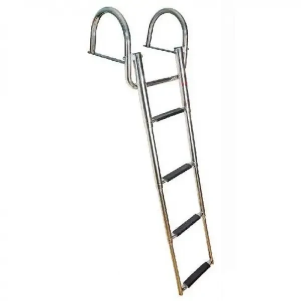 Сходи з поручнями суднові для човна та катера HF10-804SA 1150х375 мм 4 сходинки з нержавіючої сталі телескопічні чорні накладки, фото 1