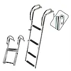 Лестниця з поручнями суднова для човна і катера HF01-124SA 4 ступені з нержавної сталі складна 1200 мм чорна накладка, фото 2