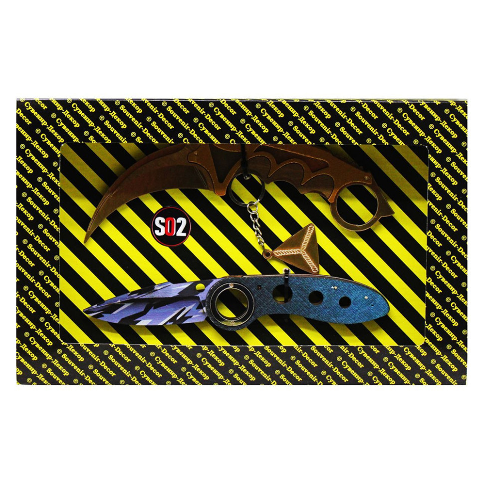 Набір дерев'яних сувенірних ножів SO-2 "КЕРАМБІТ GOLD & ФЛІП ARCTIC" SO2-14-B, фото 1