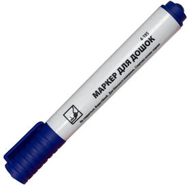 Маркер для дошки, синій, 1-3 мм, круглий на спиртовій основі | 4Office (4-105)