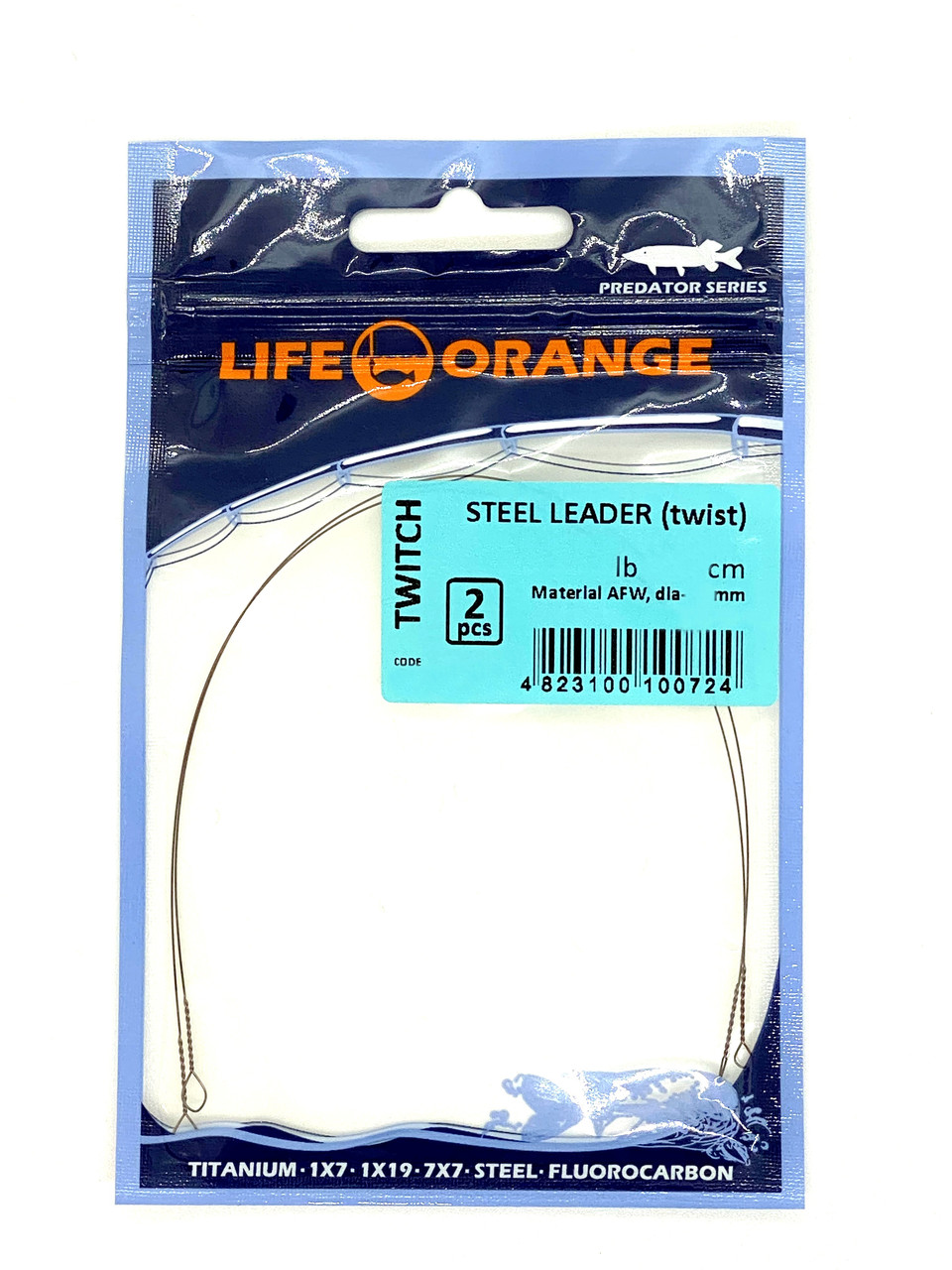 Повідець сталевий UKRSPIN Orange струна (не паяна) AFW 9кг(20lb) 20см (діам.0.3мм) (д/твічингу, 2 шт/уп) S23020, фото 1