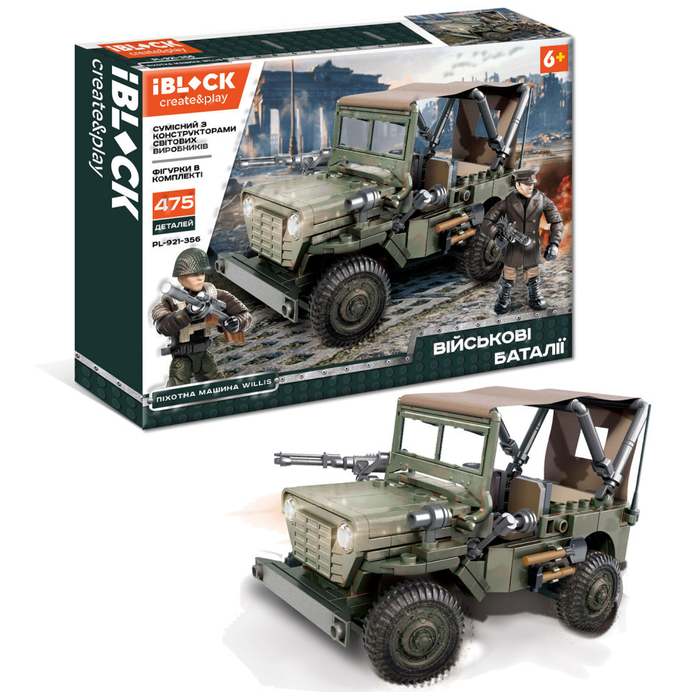 Дитячий конструктор Військові баталії IBLOCK PL-921-356, 475 деталей, 2 фігурки у комплекті, в коробці, фото 1