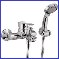 Змішувач для ванни латунний з литим виливом носиком гусаком з душем Haiba ONIX 009 (HB0321)