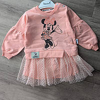 Детское нарядное персиковое платье Lorio c принтом Minnie для девочек