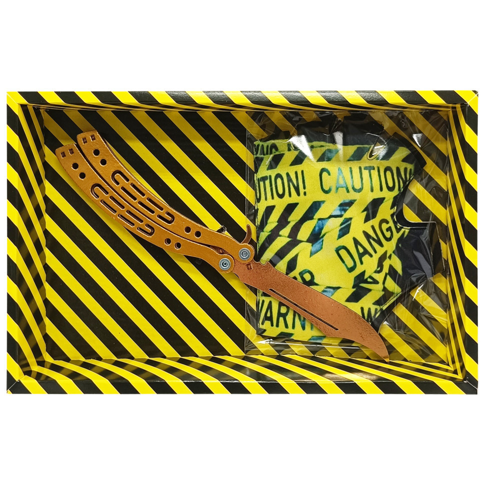 Сувенірні ножі дерев'яні набір BOX "Метелик GOLD" BALG-B, фото 1