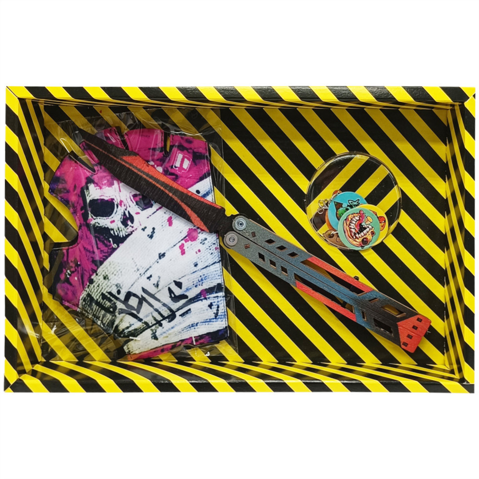 Сувенірні ножі дерев'яні набір BOX "Метелик BLACK WIDOW" BALW-B, фото 1