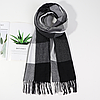 Жіночий шарф під кашемір в клітинку. Чорно-білий з сірим., фото 5