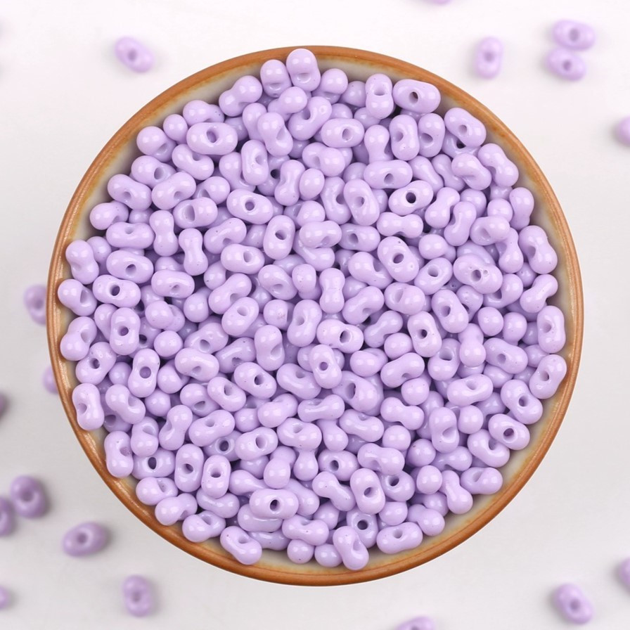 Бісер скляний у формі арахісу FARFALLE 6х4х3,2 мм 10 г Лавандовий, фото 1